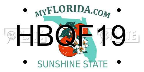 HBQF19 Florida License Plate