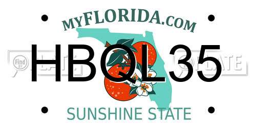 HBQL35 Florida License Plate