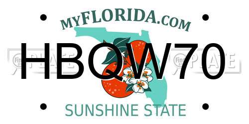 HBQW70 Florida License Plate