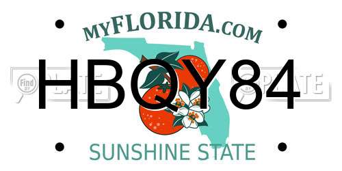 HBQY84 Florida License Plate