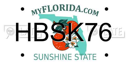 HBSK76 Florida License Plate