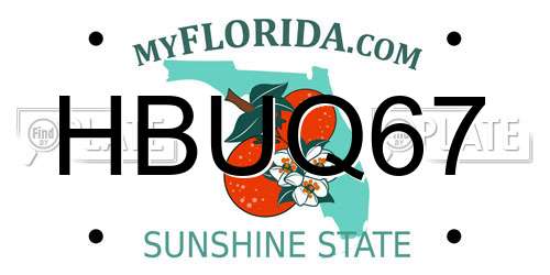HBUQ67 Florida License Plate