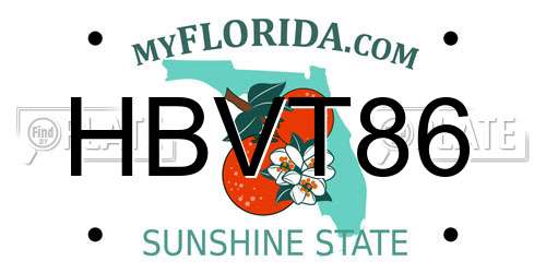 HBVT86 Florida License Plate