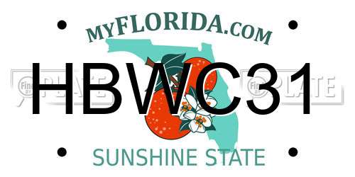 HBWC31 Florida License Plate