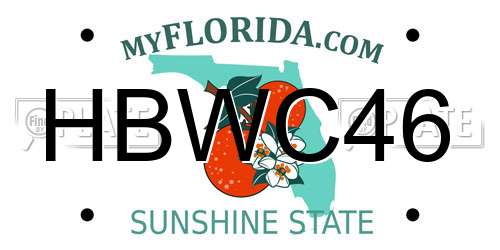 HBWC46 Florida License Plate