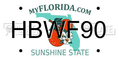 HBWF90 Florida License Plate