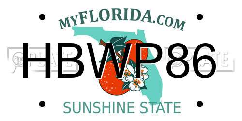 HBWP86 Florida License Plate