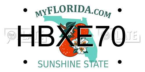 HBXE70 Florida License Plate