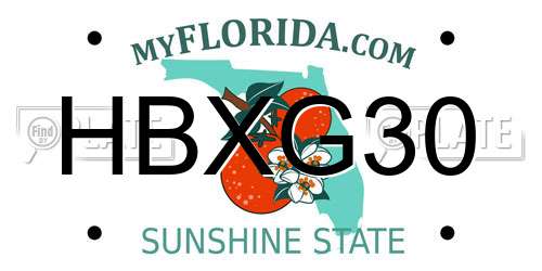 HBXG30 Florida License Plate