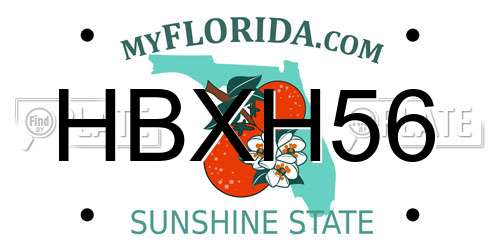 HBXH56 Florida License Plate