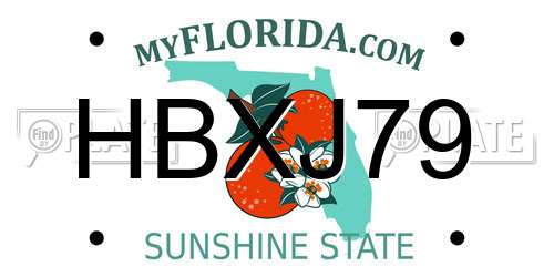 HBXJ79 Florida License Plate