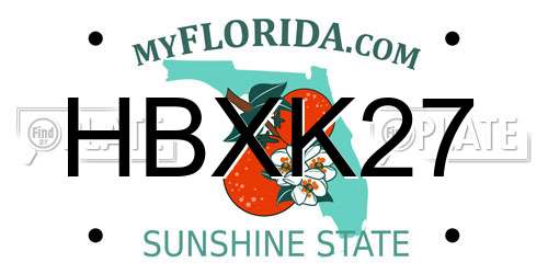 HBXK27 Florida License Plate
