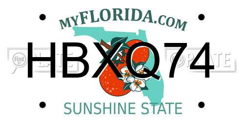 HBXQ74 Florida License Plate