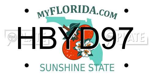 HBYD97 Florida License Plate