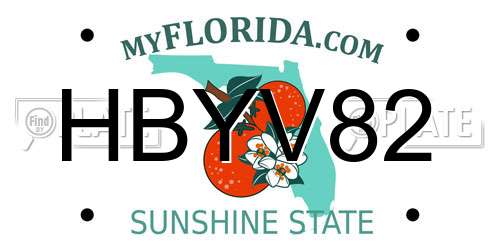 HBYV82 Florida License Plate