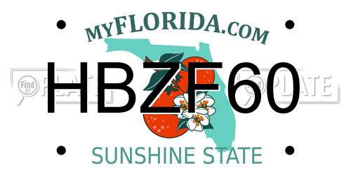 HBZF60 Florida License Plate