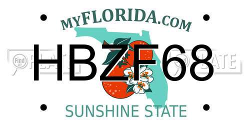 HBZF68 Florida License Plate