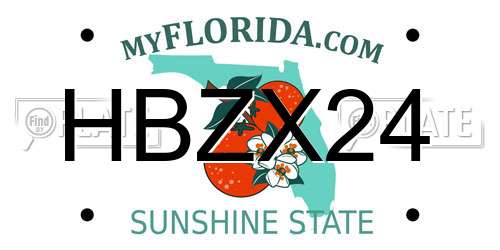 HBZX24 Florida License Plate