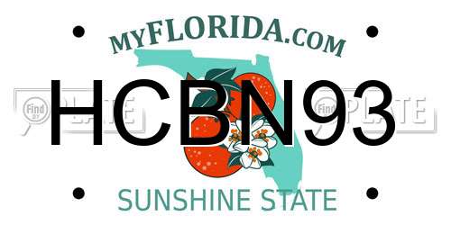 HCBN93 Florida License Plate