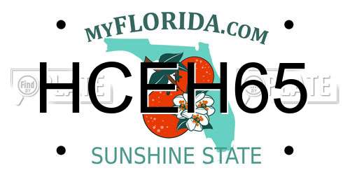 HCEH65 Florida License Plate