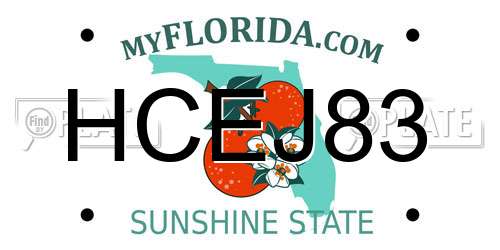 HCEJ83 Florida License Plate