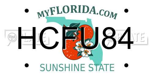 HCFU84 Florida License Plate
