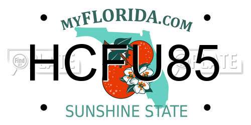 HCFU85 Florida License Plate