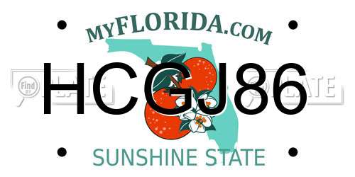 HCGJ86 Florida License Plate