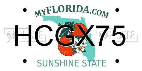 HCGX75 Florida License Plate