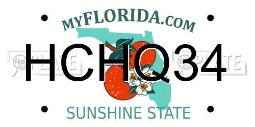 HCHQ34 Florida License Plate