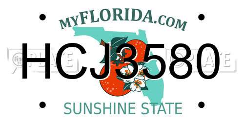 HCJ3580 Florida License Plate