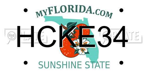 HCKE34 Florida License Plate
