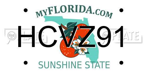 HCVZ91 Florida License Plate