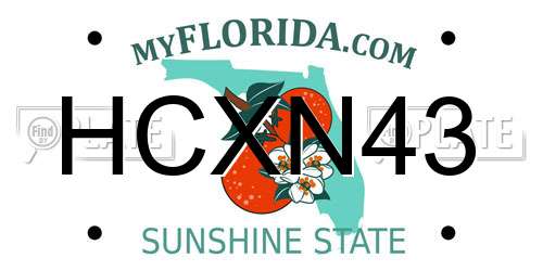 HCXN43 Florida License Plate