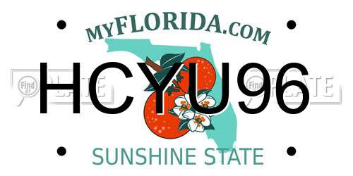 HCYU96 Florida License Plate