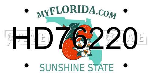 HD76220 Florida License Plate