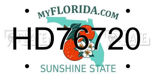 HD76720 Florida License Plate