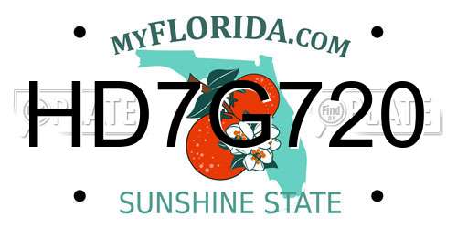HD7G720 Florida License Plate