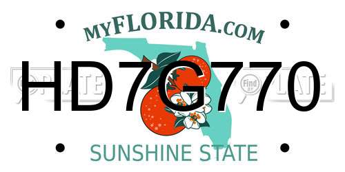 HD7G770 Florida License Plate
