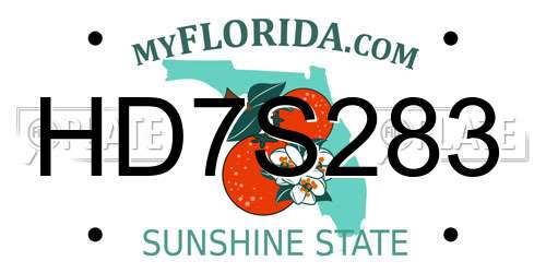 HD7S283 Florida License Plate