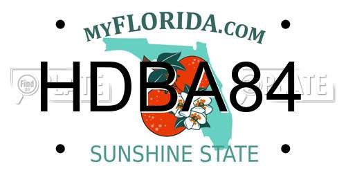 HDBA84 Florida License Plate