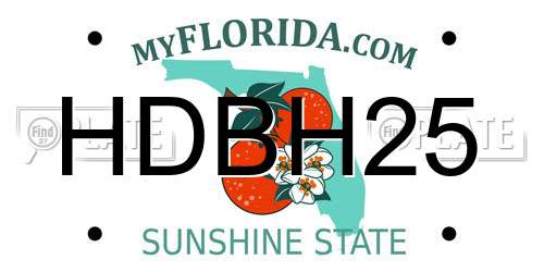 HDBH25 Florida License Plate