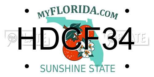 HDCF34 Florida License Plate