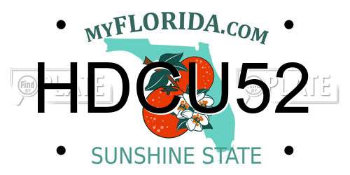 HDCU52 Florida License Plate