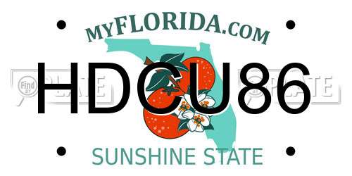 HDCU86 Florida License Plate