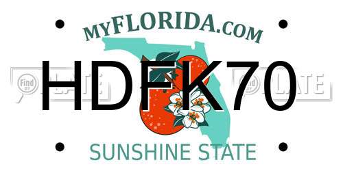 HDFK70 Florida License Plate