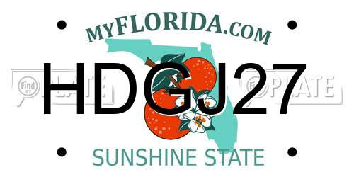 HDGJ27 Florida License Plate