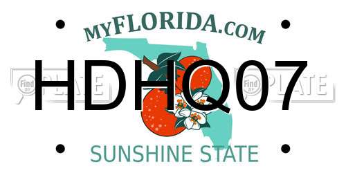 HDHQ07 Florida License Plate