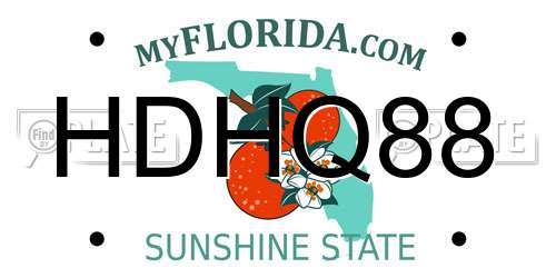 HDHQ88 Florida License Plate