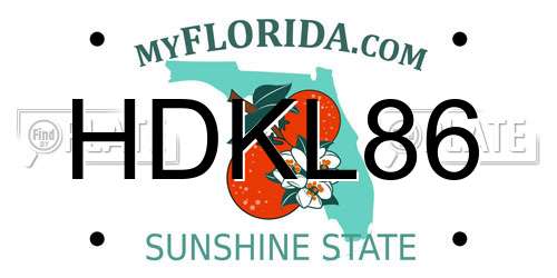 HDKL86 Florida License Plate